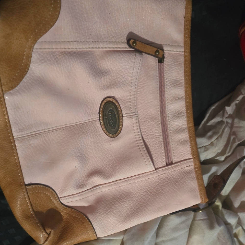 Born Concept: Pink and Brown Leather Shoulder Bag